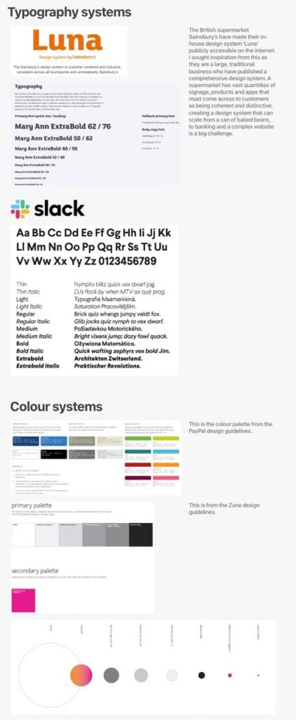 Typography and colour system inspiration